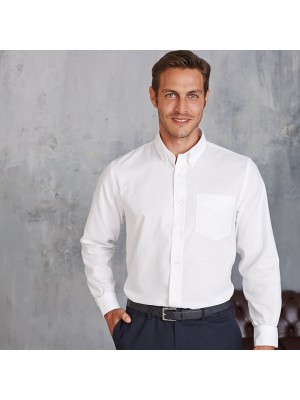 Plain Long sleeve easycare Oxford shirt Kariban White 130gsm, Colours 135gsm